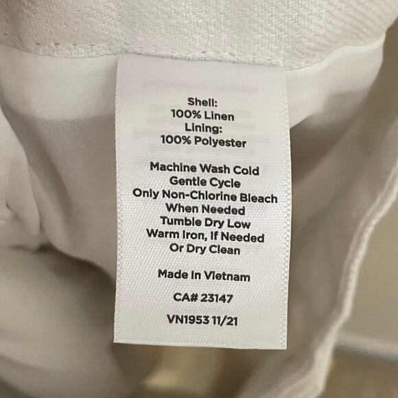 Talbots Pants Womens Size 8 Off White 100% Linen Straight Leg Trouser Preppy - Picture 11 of 12